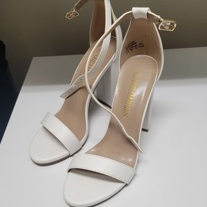 White open toe heels